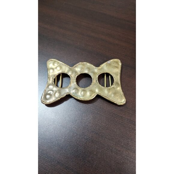 Vintage 80s Hammered Brass Slide Belt Buckle Made In India Boho Statement main image 7